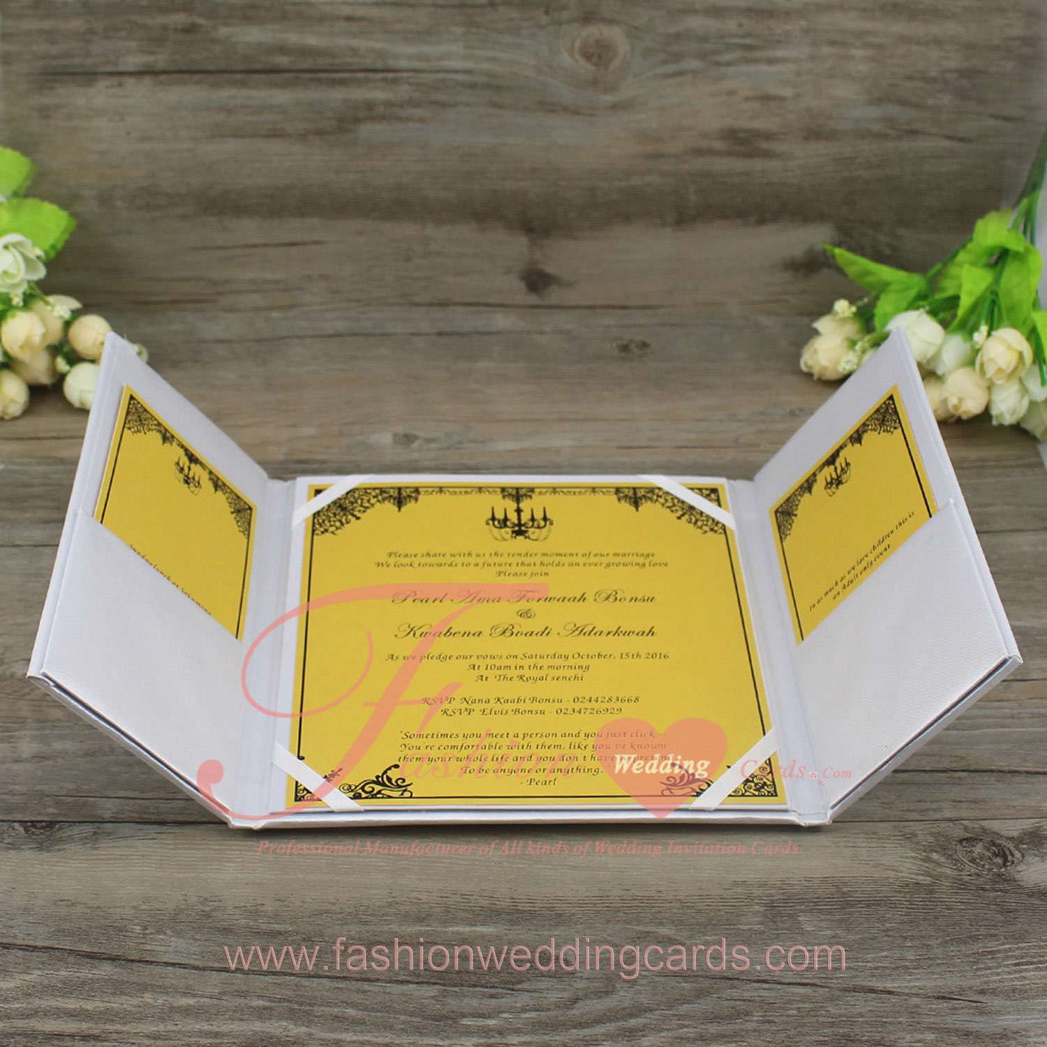 High End Custom Silk Wedding Invitation Folio